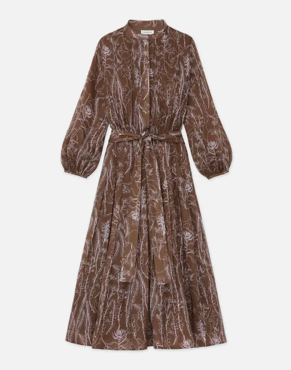 Flora Print Sustainable Gemma Cloth Voile Pintuck Midi Dress