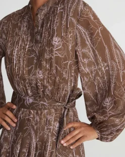 Flora Print Sustainable Gemma Cloth Voile Pintuck Midi Dress