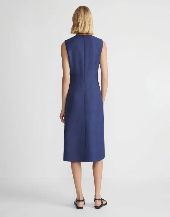 Flora Print Viscose-Linen Sleeveless Dress