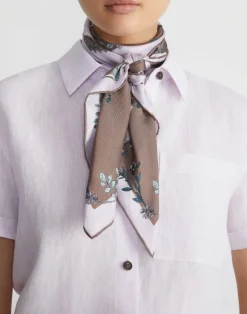 Flora Trail Print L Beam Silk Scarf