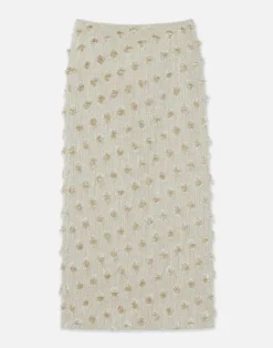 Fringed Dot Jacquard Pencil Skirt