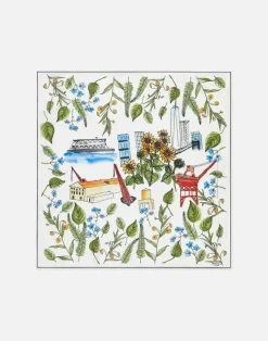 Gardens Of New York Print Silk Scarf