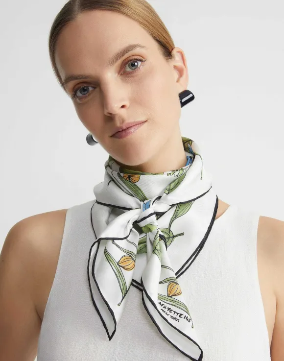 Gardens Of New York Print Silk Scarf