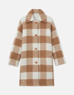 Gingham Alpaca-Wool Boucl Double Face Oversized Coat