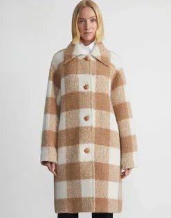 Gingham Alpaca-Wool Boucl Double Face Oversized Coat