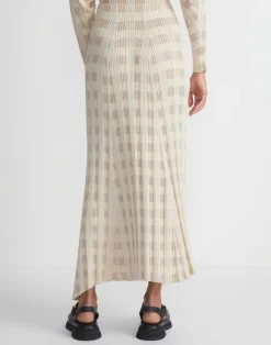 Gingham Responsible Matte Crepe Knit Asymmetric Skirt