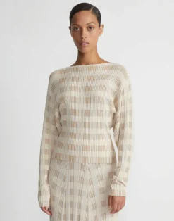 Gingham Responsible Matte Crepe Blouson Sweater