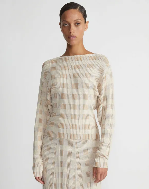 Gingham Responsible Matte Crepe Blouson Sweater