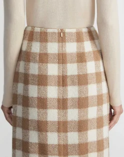 Gingham Wool Maxi Pencil Skirt