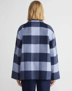 Gingham Wool-Cashmere Double Face Oversized Swing Coat
