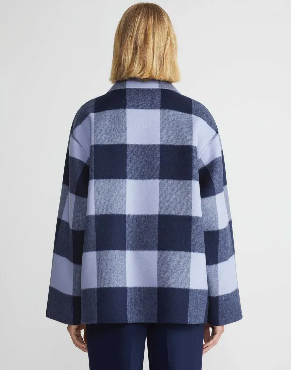 Gingham Wool-Cashmere Double Face Oversized Swing Coat