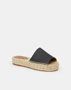 Grained Calfskin Leather Espadrille Slide