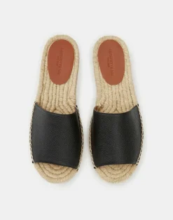 Grained Calfskin Leather Espadrille Slide