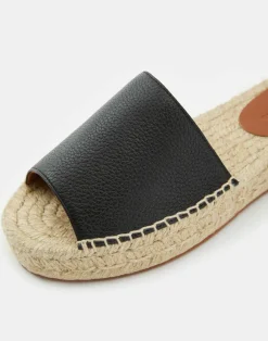 Grained Calfskin Leather Espadrille Slide