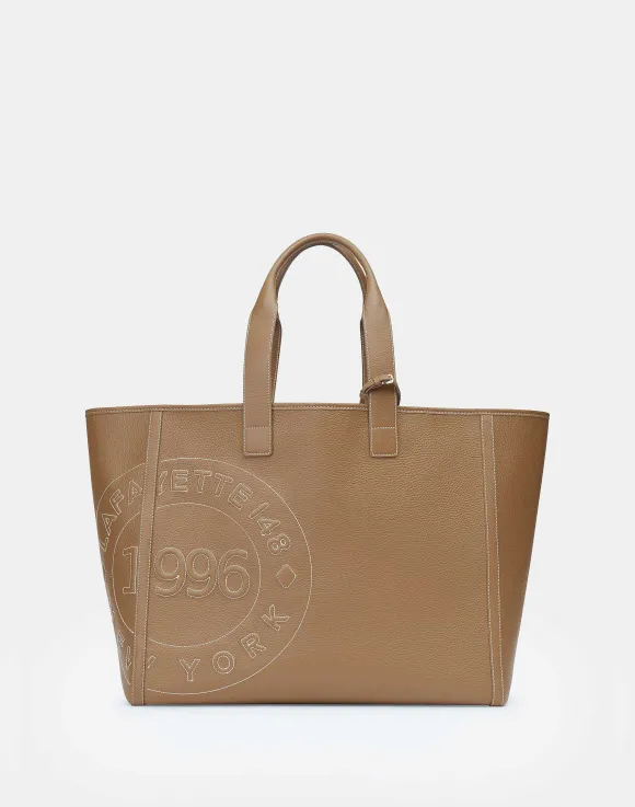 Grained Calfskin Leather Postmark L Tote