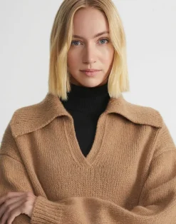 Hair Chainette Collared Sweater