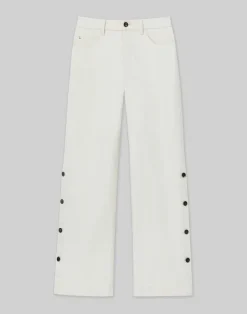 L148 Denim Wyckoff Button Wide Leg Jean