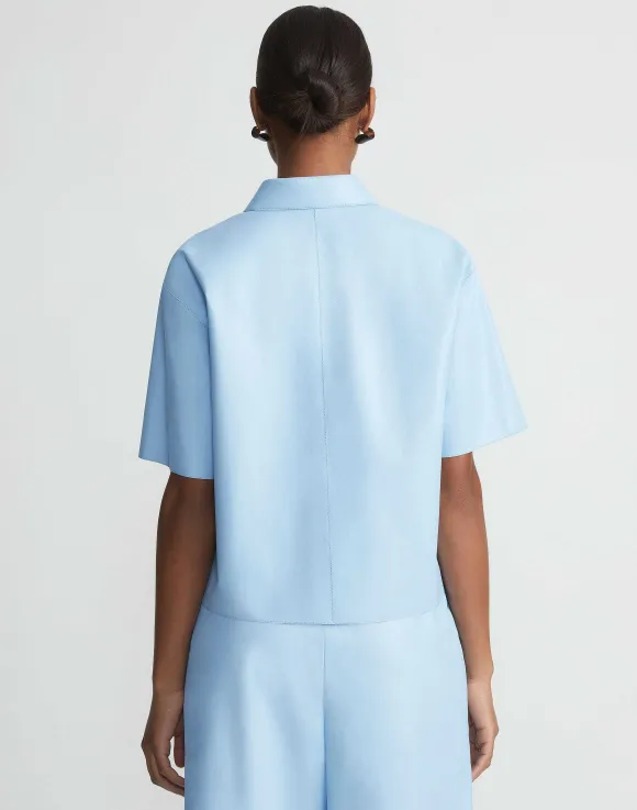 Lambskin Leather Short Sleeve Shirt