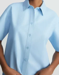 Lambskin Leather Short Sleeve Shirt