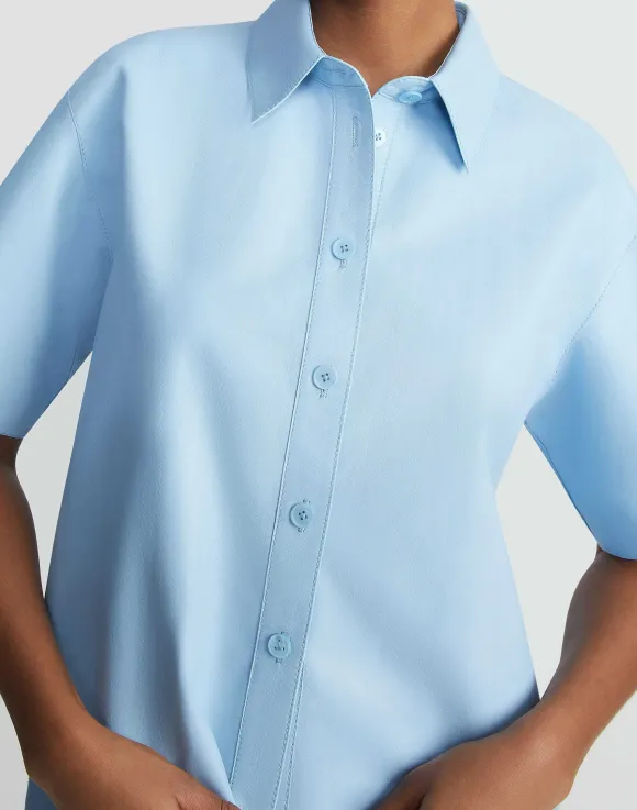 Lambskin Leather Short Sleeve Shirt