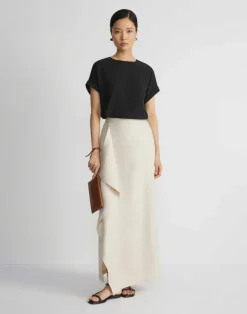 Linen Drape Front Skirt