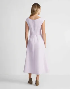 Linen Fit & Flare Midi Dress