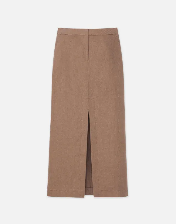 Linen Slit Front Maxi Skirt