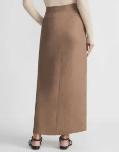 Linen Slit Front Maxi Skirt