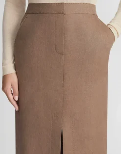 Linen Slit Front Maxi Skirt