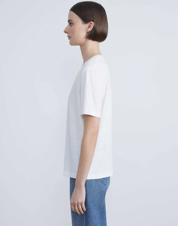 Linen-Cotton Jersey V-Neck Tee