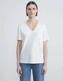 Linen-Cotton Jersey V-Neck Tee