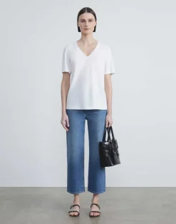 Linen-Cotton Jersey V-Neck Tee