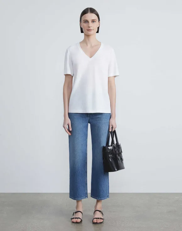 Linen-Cotton Jersey V-Neck Tee