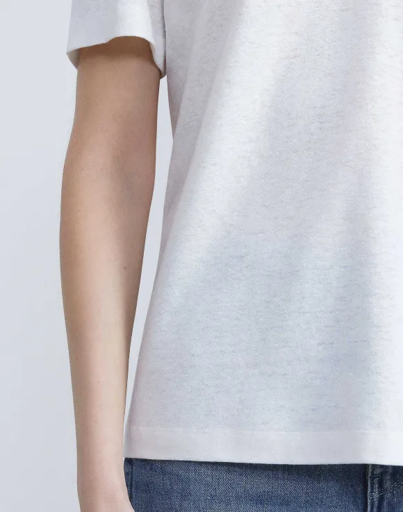 Linen-Cotton Jersey V-Neck Tee