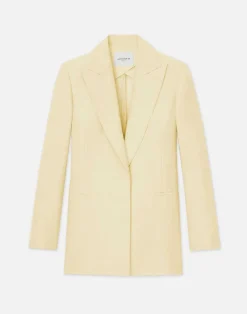 Linen-Viscose Peak Lapel Blazer