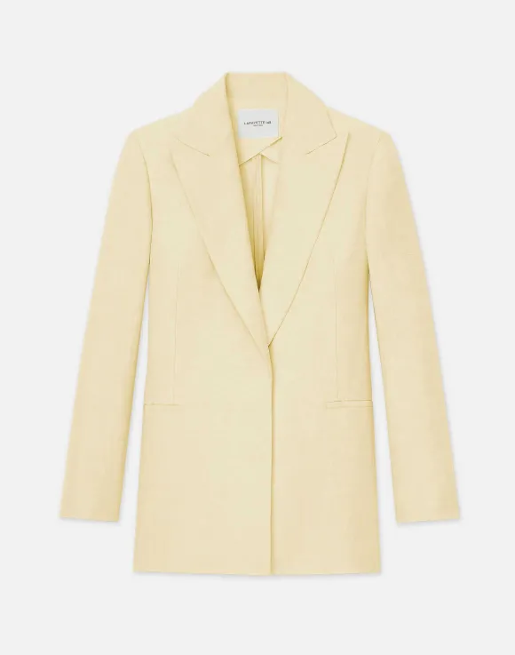 Linen-Viscose Peak Lapel Blazer