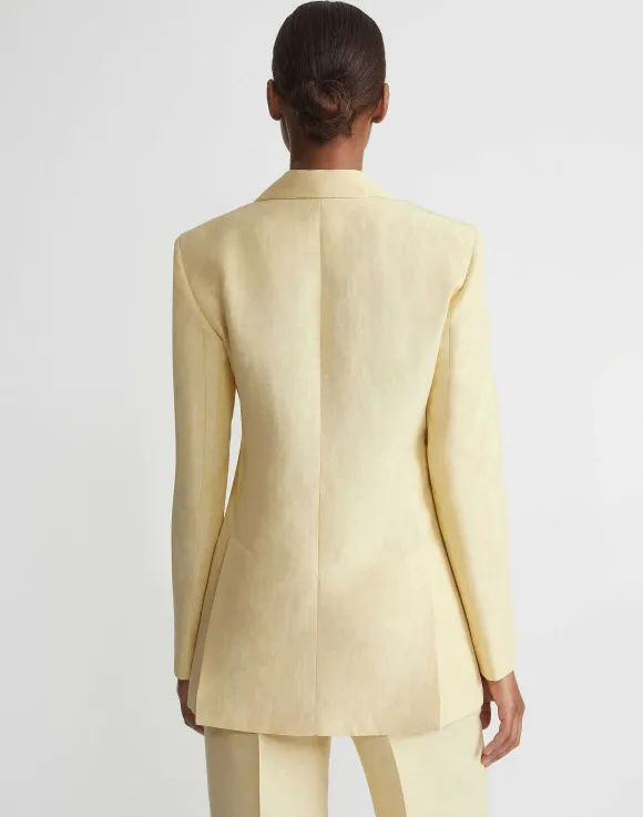 Linen-Viscose Peak Lapel Blazer