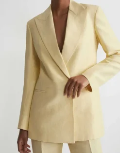 Linen-Viscose Peak Lapel Blazer