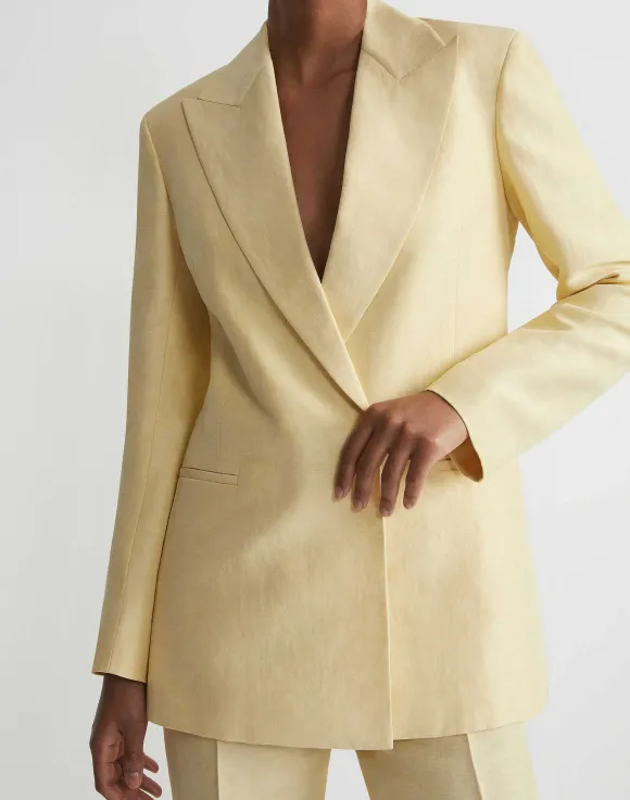 Linen-Viscose Peak Lapel Blazer