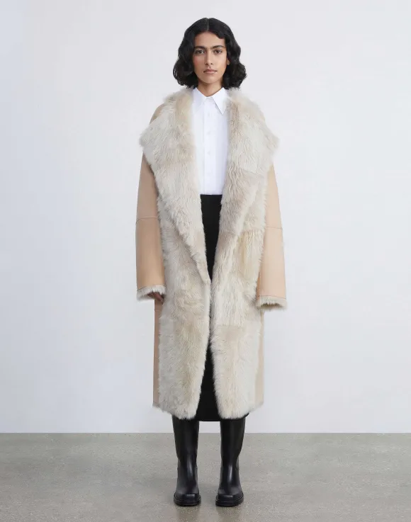 Long Hair Shearling Reversible Oversized Coat