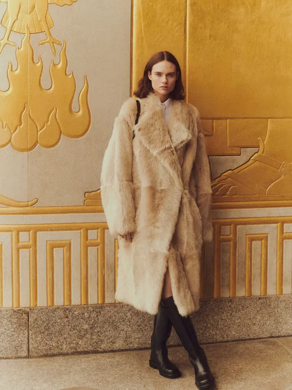 Long Hair Shearling Reversible Oversized Coat