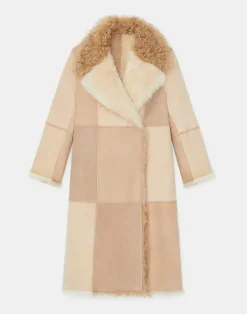 Long Hair Shearling Reversible Double-Breasted Overcoat
