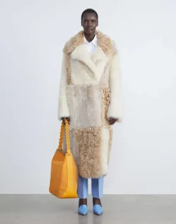Long Hair Shearling Reversible Double-Breasted Overcoat