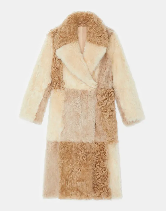 Long Hair Shearling Reversible Double-Breasted Overcoat