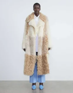 Long Hair Shearling Reversible Double-Breasted Overcoat