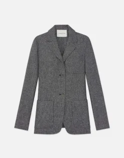 Marled Linen Basketweave Three Pocket Blazer