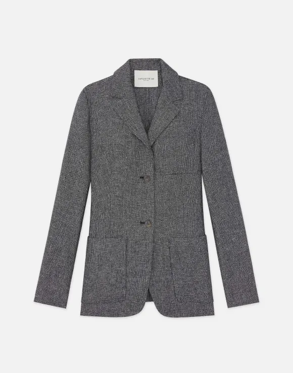 Marled Linen Basketweave Three Pocket Blazer