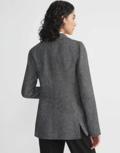 Marled Linen Basketweave Three Pocket Blazer