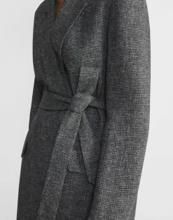 Marled Linen Basketweave Belted Blazer