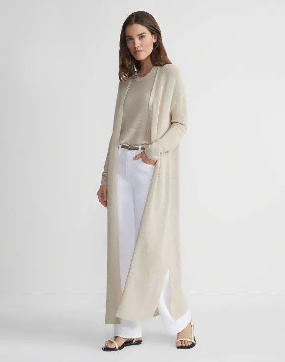 Mercerized Cotton Ribbed Duster Cardigan